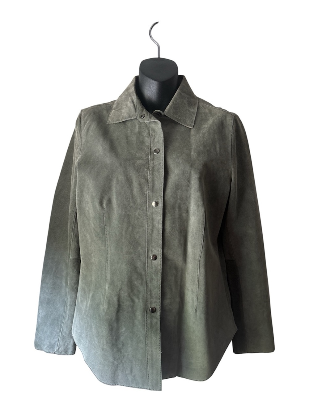Kim Rogers Sage Green Suede Snap Front Shirt Style Jacket Size Size 8